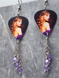 Taylor Swift Guitar Pick Earrings with Violet Swarovski Crystal Dangles