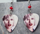 Taylor Swift Guitar Pick Earrings with Red Swarovski Crystals