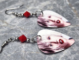 Taylor Swift Guitar Pick Earrings with Red Swarovski Crystals