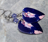Taylor Swift on Stage Guitar Pick Earrings with Purple Swarovski Crystals