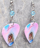 Taylor Swift Lover Guitar Pick Earrings with Aquamarine Blue Swarovski Crystals