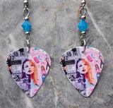 Taylor Swift Guitar Pick Earrings with Blue Opal Swarovski Crystals