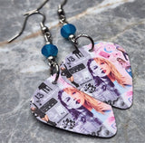 Taylor Swift Guitar Pick Earrings with Blue Opal Swarovski Crystals