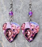 Taylor Swift Guitar Pick Earrings with Fuchsia ABx2 Swarovski Crystals