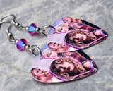 Taylor Swift Guitar Pick Earrings with Fuchsia ABx2 Swarovski Crystals
