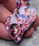 Taylor Swift Guitar Pick Earrings with Fuchsia ABx2 Swarovski Crystals