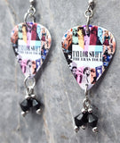 Taylor Swift The Eras Tour Guitar Pick Earrings with  Black Swarovski Crystal Dangles