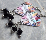 Taylor Swift The Eras Tour Guitar Pick Earrings with  Black Swarovski Crystal Dangles