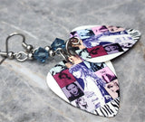 Taylor Swift The Eras Tour Guitar Pick Earrings with Denim Blue Swarovski Crystals