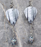 Taylor Swift Folklore Guitar Pick Earrings with Gray ABx2 Pave Bead Dangles