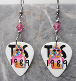 Taylor Swift 1989 Guitar Pick Earrings with Pink Swarovski Crystals