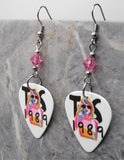 Taylor Swift 1989 Guitar Pick Earrings with Pink Swarovski Crystals