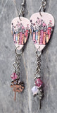 Taylor Swift Guitar Pick Earrings with Stainless Steel Flower Charms and Swarovski Crystal Dangles