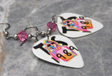 Taylor Swift 1989 Guitar Pick Earrings with Pink Swarovski Crystals