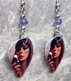 Taylor Swift Midnights Guitar Pick Earrings with Purple Swarovski Crystals