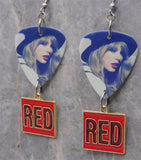Taylor Swift Guitar Pick Earrings with "Red" Charm Dangles