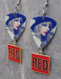 Taylor Swift Guitar Pick Earrings with "Red" Charm Dangles