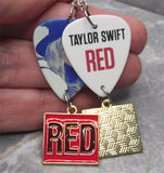 Taylor Swift Guitar Pick Earrings with "Red" Charm Dangles