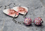 Taylor Swift Guitar Pick Earrings with Pink ABx2 Pave Bead Dangles