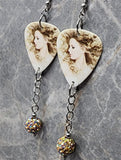 Taylor Swift Fearless Guitar Pick Earrings with Yellow ABx2 Pave Bead Dangles