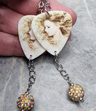 Taylor Swift Fearless Guitar Pick Earrings with Yellow ABx2 Pave Bead Dangles