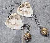 Taylor Swift Fearless Guitar Pick Earrings with Yellow ABx2 Pave Bead Dangles