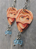 Taylor Swift Heart Hands Guitar Pick Earrings with Aquamarine Swarovski Crystal Dangles