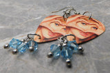 Taylor Swift Heart Hands Guitar Pick Earrings with Aquamarine Swarovski Crystal Dangles