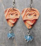 Taylor Swift Heart Hands Guitar Pick Earrings with Aquamarine Swarovski Crystal Dangles