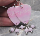 Taylor Swift Lover Guitar Pick Earrings with Rose Alabaster Swarovski Crystal Dangles