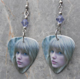 Taylor Swift Guitar Pick Earrings with Purple Swarovski Crystals