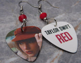 Taylor Swift Red Guitar Pick Earrings with Red Swarovski Crystals