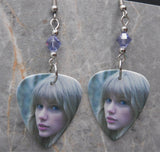 Taylor Swift Guitar Pick Earrings with Purple Swarovski Crystals