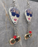 Taylor Swift Red Guitar Pick Earrings with Sunglasses Charm and Swarovski Crystal Dangles