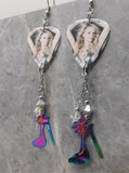 Taylor Swift Guitar Pick Earrings with Stainless Steel High Heel Charms and Swarovski Crystal Dangles