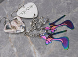 Taylor Swift Guitar Pick Earrings with Stainless Steel High Heel Charms and Swarovski Crystal Dangles