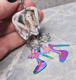 Taylor Swift Guitar Pick Earrings with Stainless Steel High Heel Charms and Swarovski Crystal Dangles