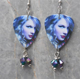 Taylor Swift Guitar Pick Earrings with Jet Glacier Blue ABX2 Swarovski Crystals