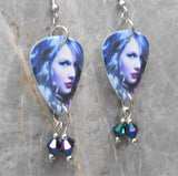 Taylor Swift Guitar Pick Earrings with Jet Glacier Blue ABX2 Swarovski Crystals