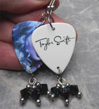 Taylor Swift Guitar Pick Earrings with Jet Glacier Blue ABX2 Swarovski Crystals