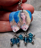 Taylor Swift Guitar Pick Earrings with Lake Blue Swarovski Crystal Dangles