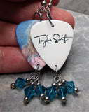 Taylor Swift Guitar Pick Earrings with Lake Blue Swarovski Crystal Dangles