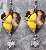 Tenacious D Guitar Pick Earrings with Clear Swarovski Crystal Dangles