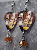 Tenacious D Guitar Pick Earrings with Topaz Colored Swarovski Crystal Dangles