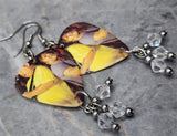 Tenacious D Guitar Pick Earrings with Clear Swarovski Crystal Dangles