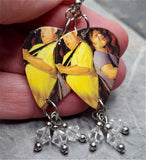 Tenacious D Guitar Pick Earrings with Clear Swarovski Crystal Dangles