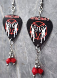 Tenacious D Guitar Pick Earrings with Opaque Red Swarovski Crystal Dangles