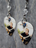 Tenacious D Guitar Pick Earrings with Clear Swarovski Crystals