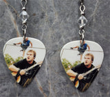 Tenacious D Guitar Pick Earrings with Clear Swarovski Crystals