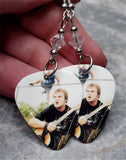 Tenacious D Guitar Pick Earrings with Clear Swarovski Crystals